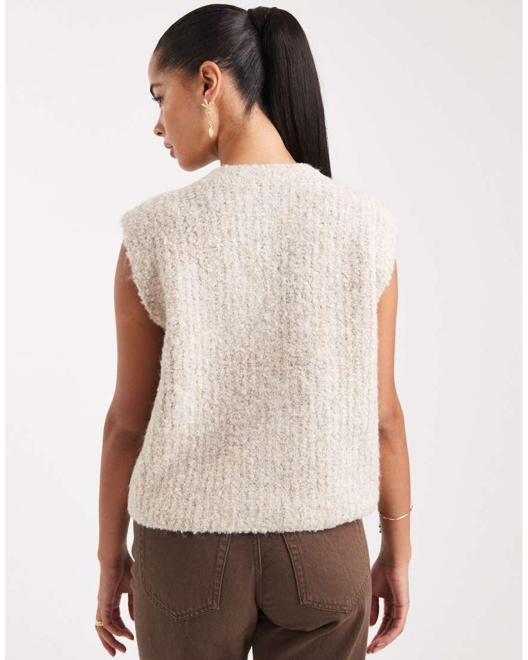 ASOS White Boucle Boxy Waistcoat