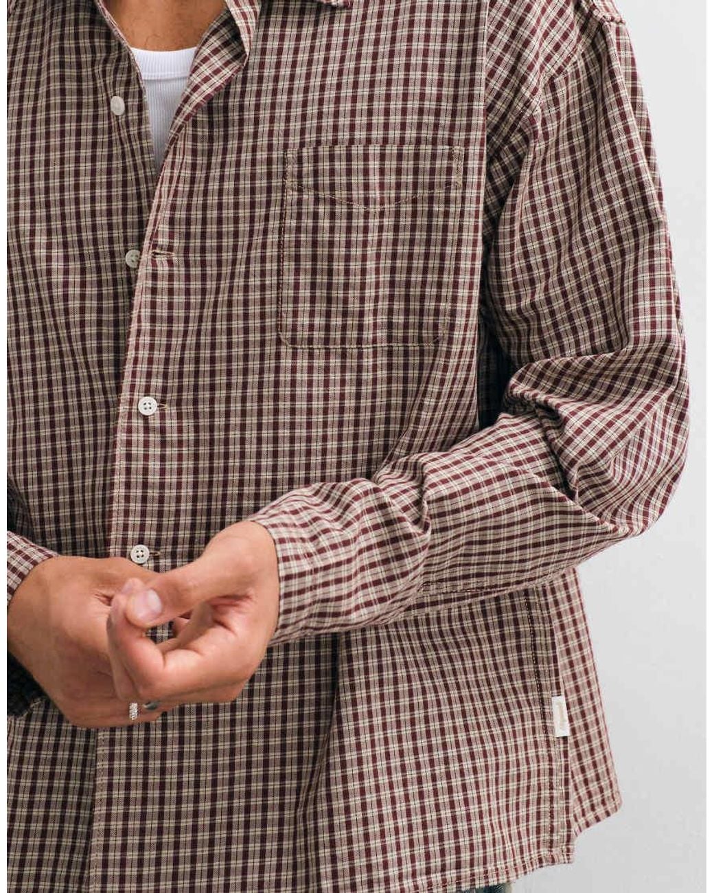 Jack & Jones Brown Micro Check Boxy Shirt for men