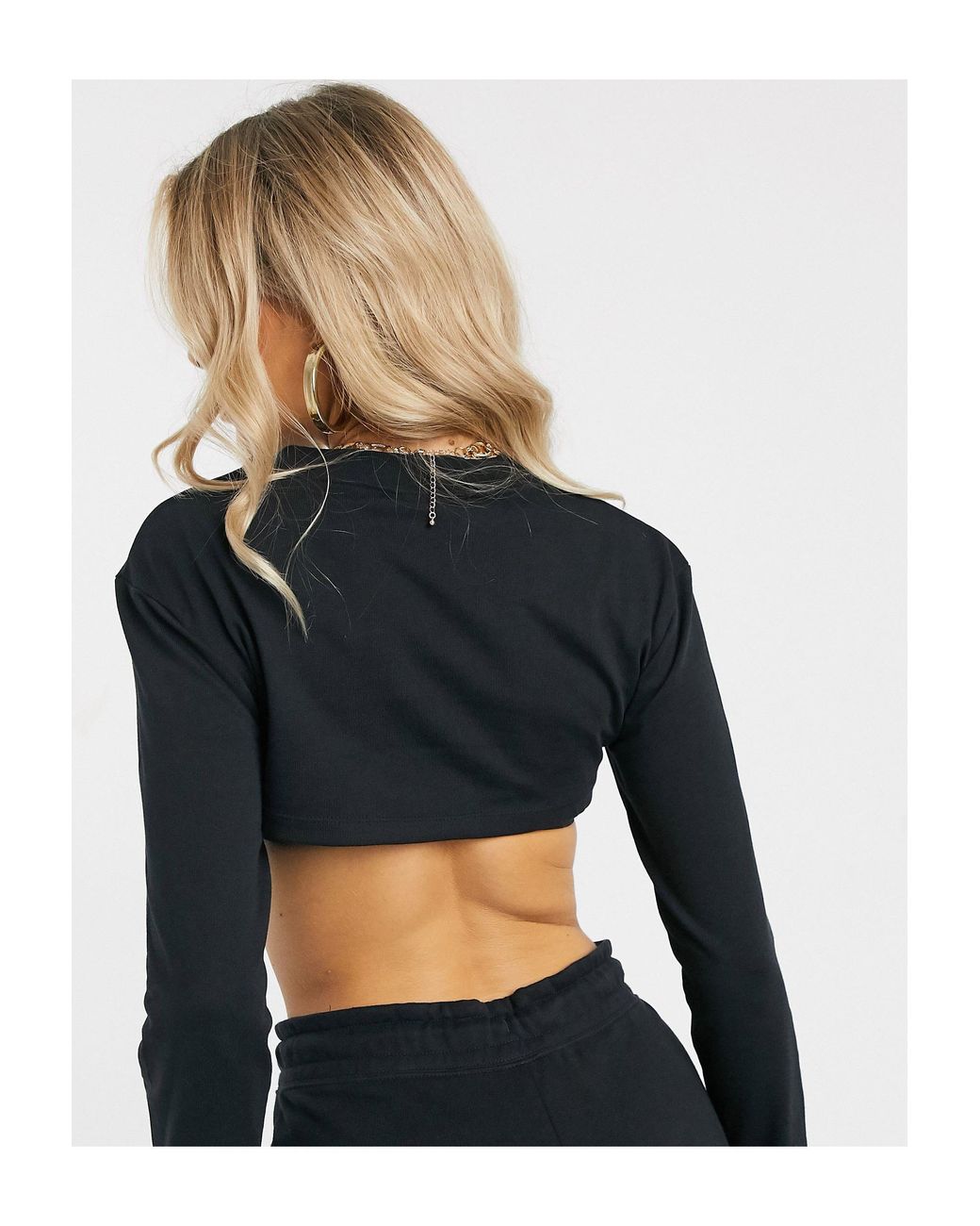 Nike Cotton Air Long Sleeve Black Super Crop Top | Lyst