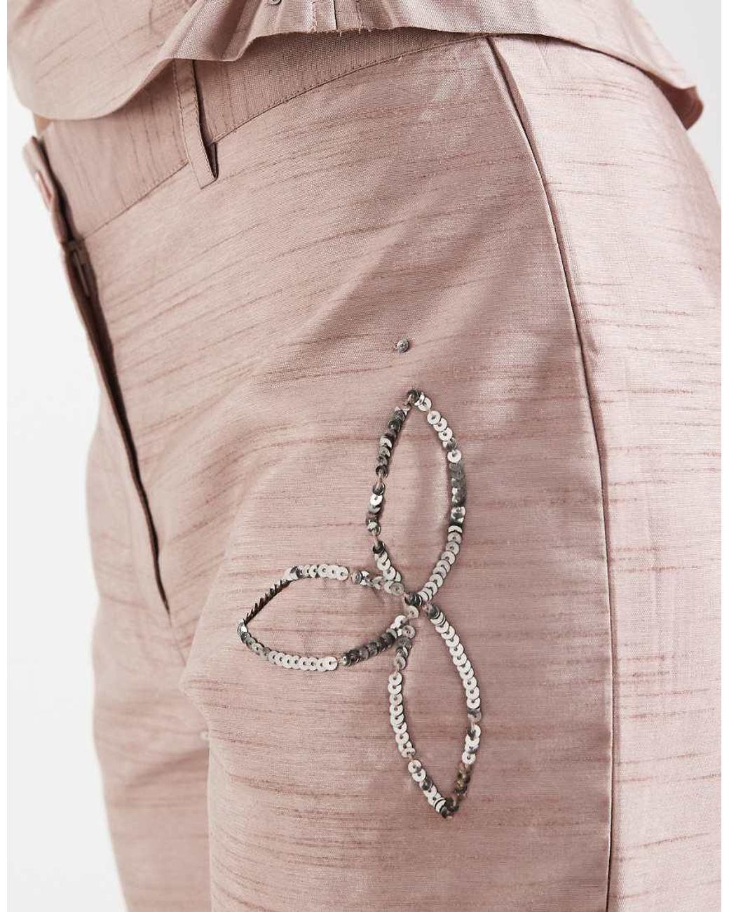 laagam Yellow Amelie Textured Sequin Trouser