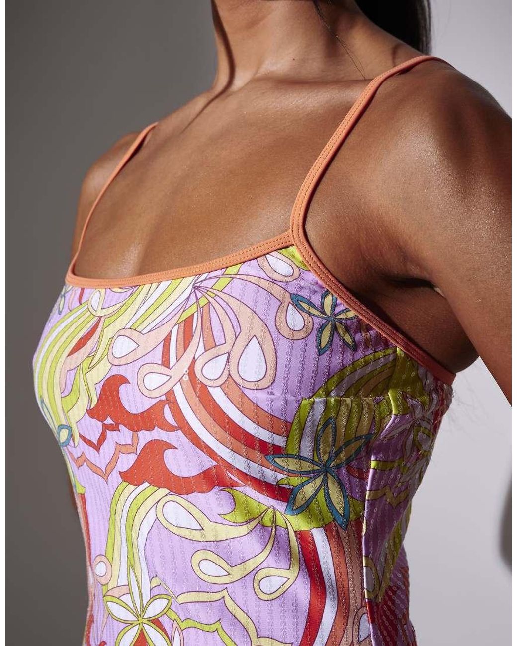 South Beach Multicolor Retro Printed Sequin Maxi Dress