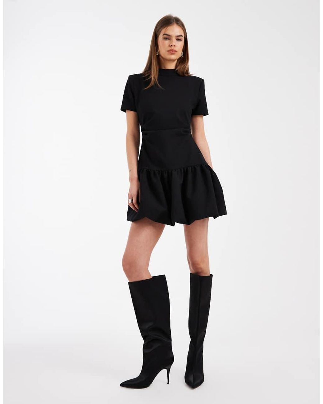 ASOS Black Structured Bubble Hem Mini Dress