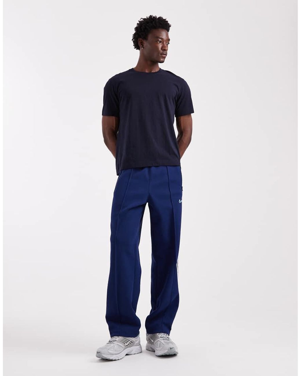 Nike Blue Striped Tapered joggers for men