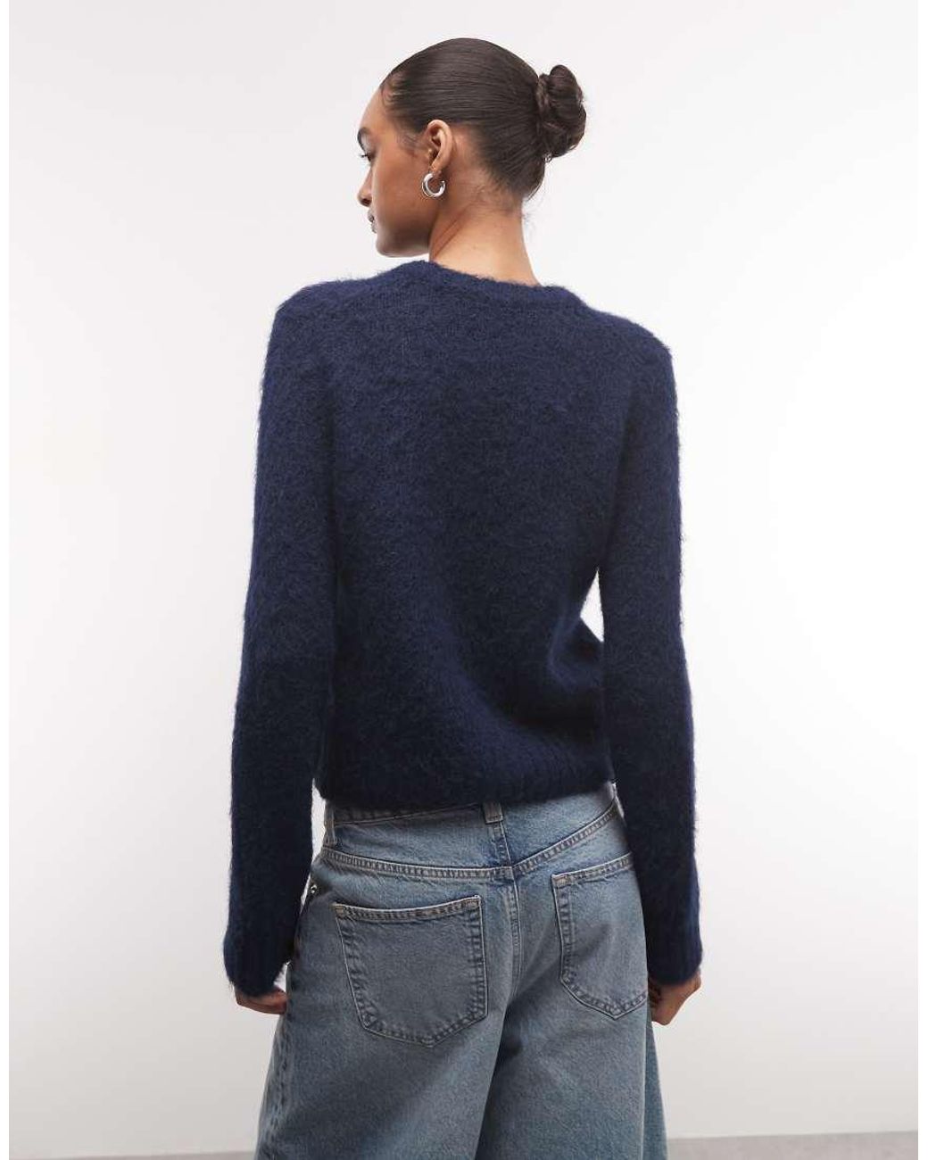 Monki Blue Relaxed Knitted Jumper