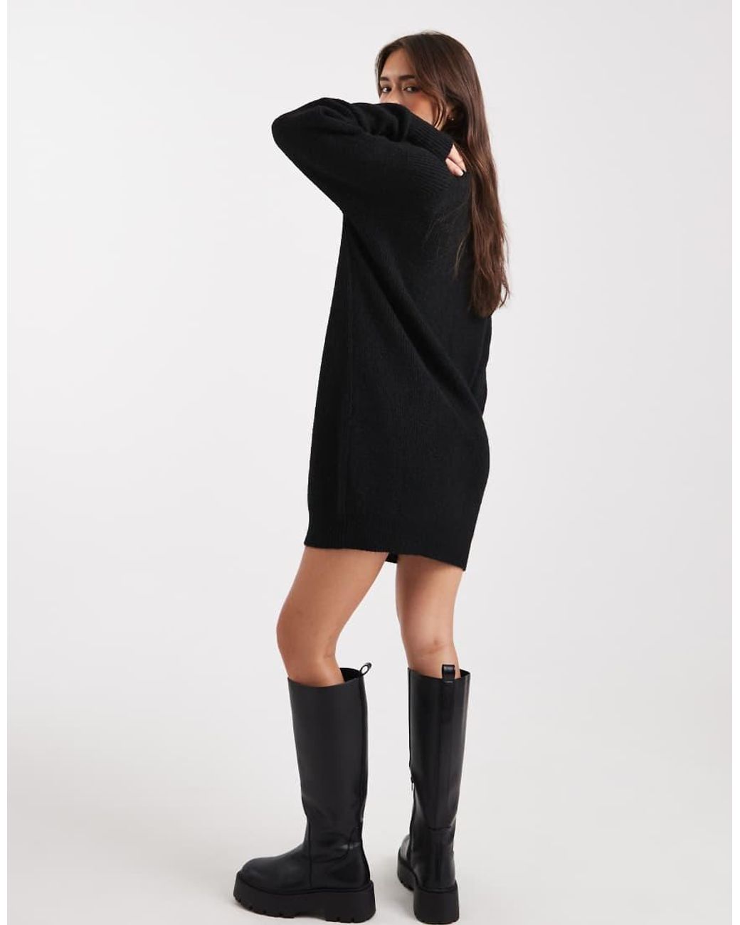 Miss Selfridge Black Crew Neck Knitted Mini Dress