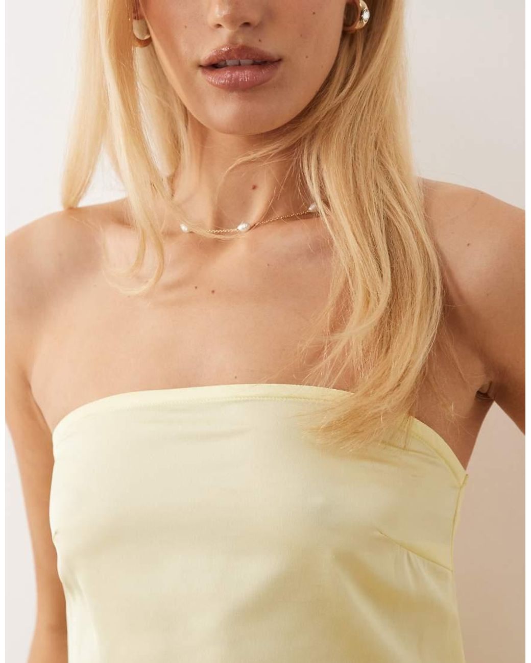 Pieces Natural Bandeau Maxi Satin Dress