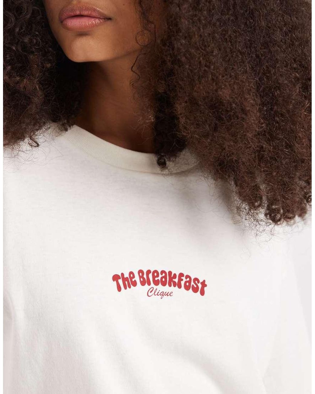 JJXX White The Breakfast Clique Oversized T-shirt