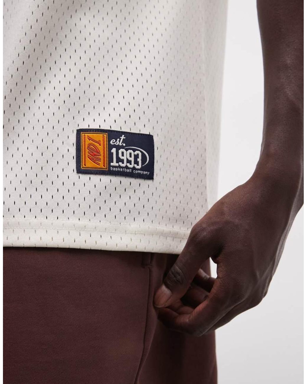 AND1 White Basketball Logo Vest for men