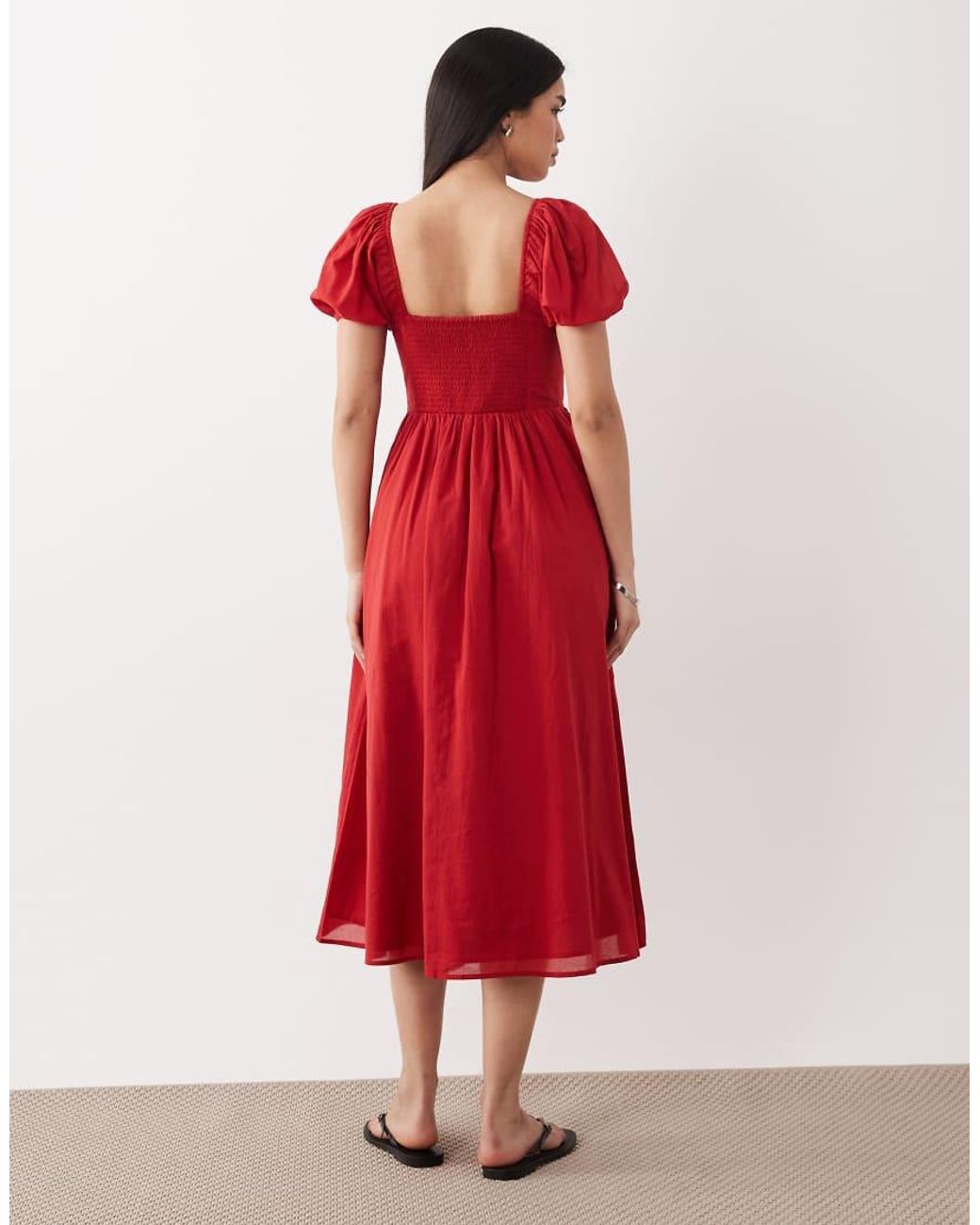 Abercrombie & Fitch Red Milkmaid Maxi Dress