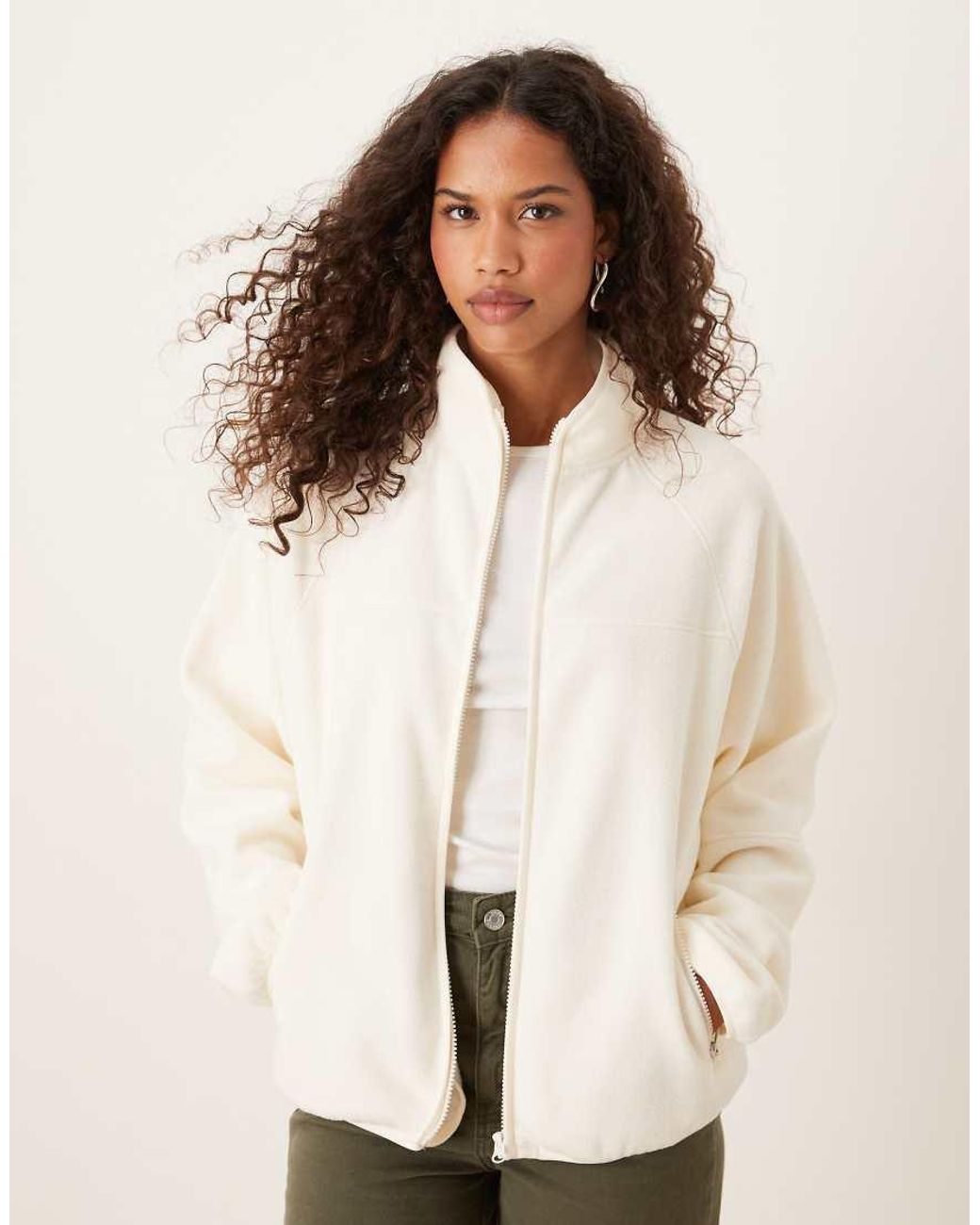 ASOS Natural Zip Through Fleece