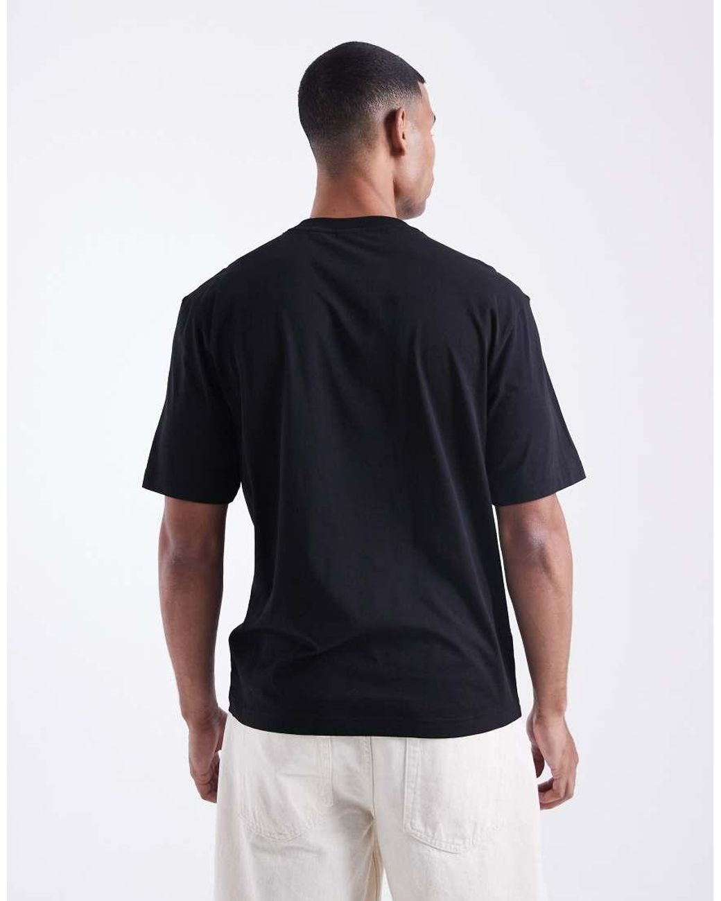 HUGO Blue Napolux Blurred Box Logo Print T-shirt for men