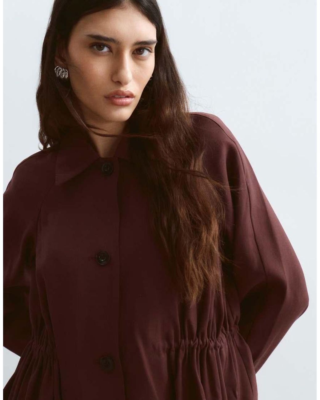 ARRANGE Brown Button Down Cinch Waist Peplum Blazer