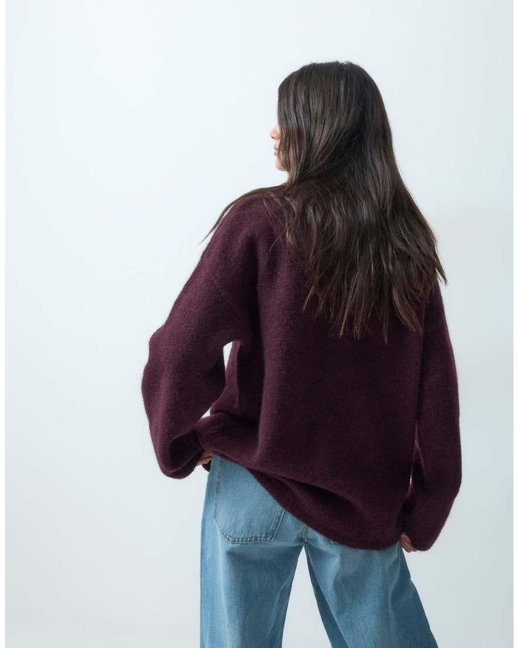 ASOS Blue Relaxed Fluffy Jumper With Wool