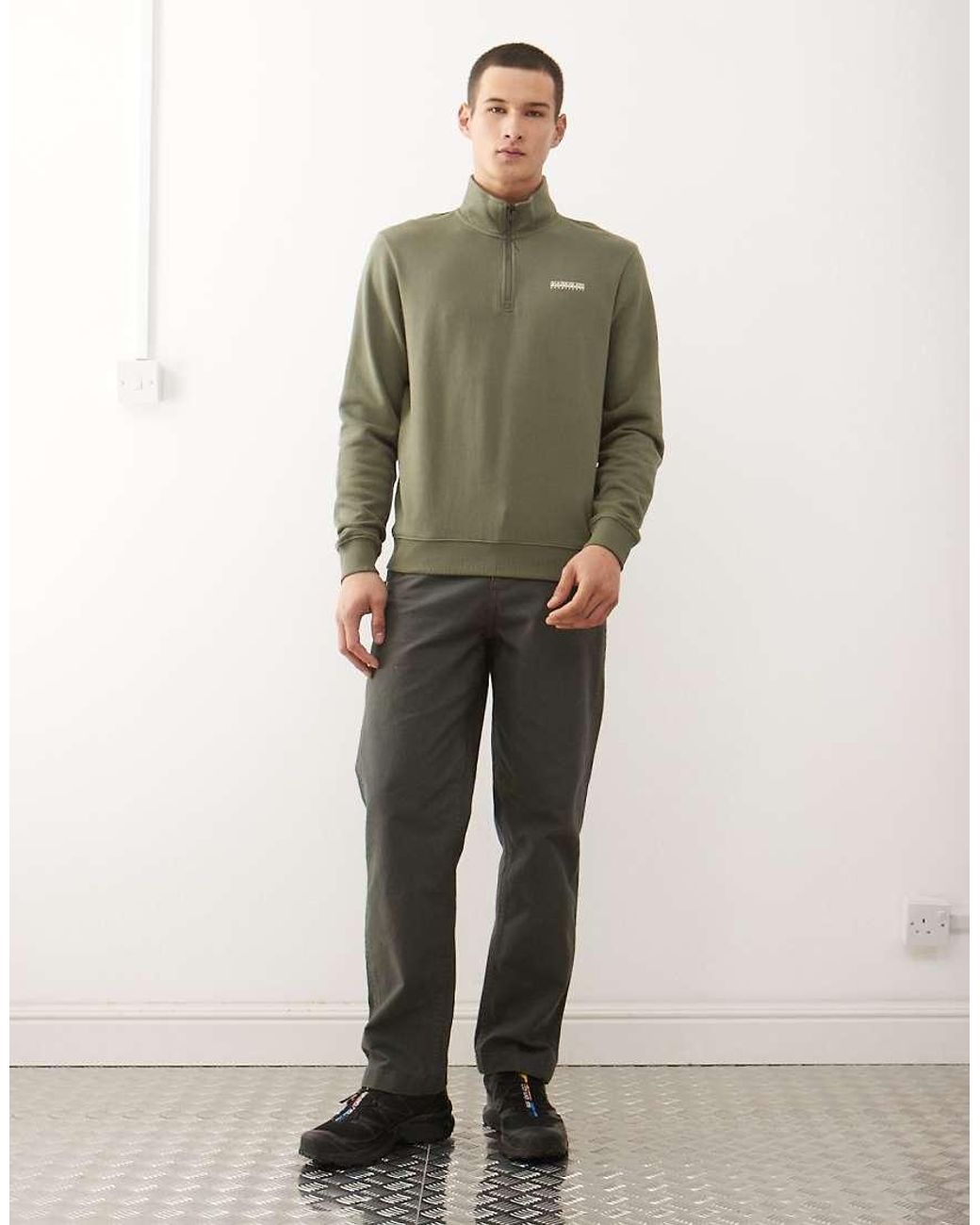 Napapijri Green 1/4 Zip Sweatshirt for men