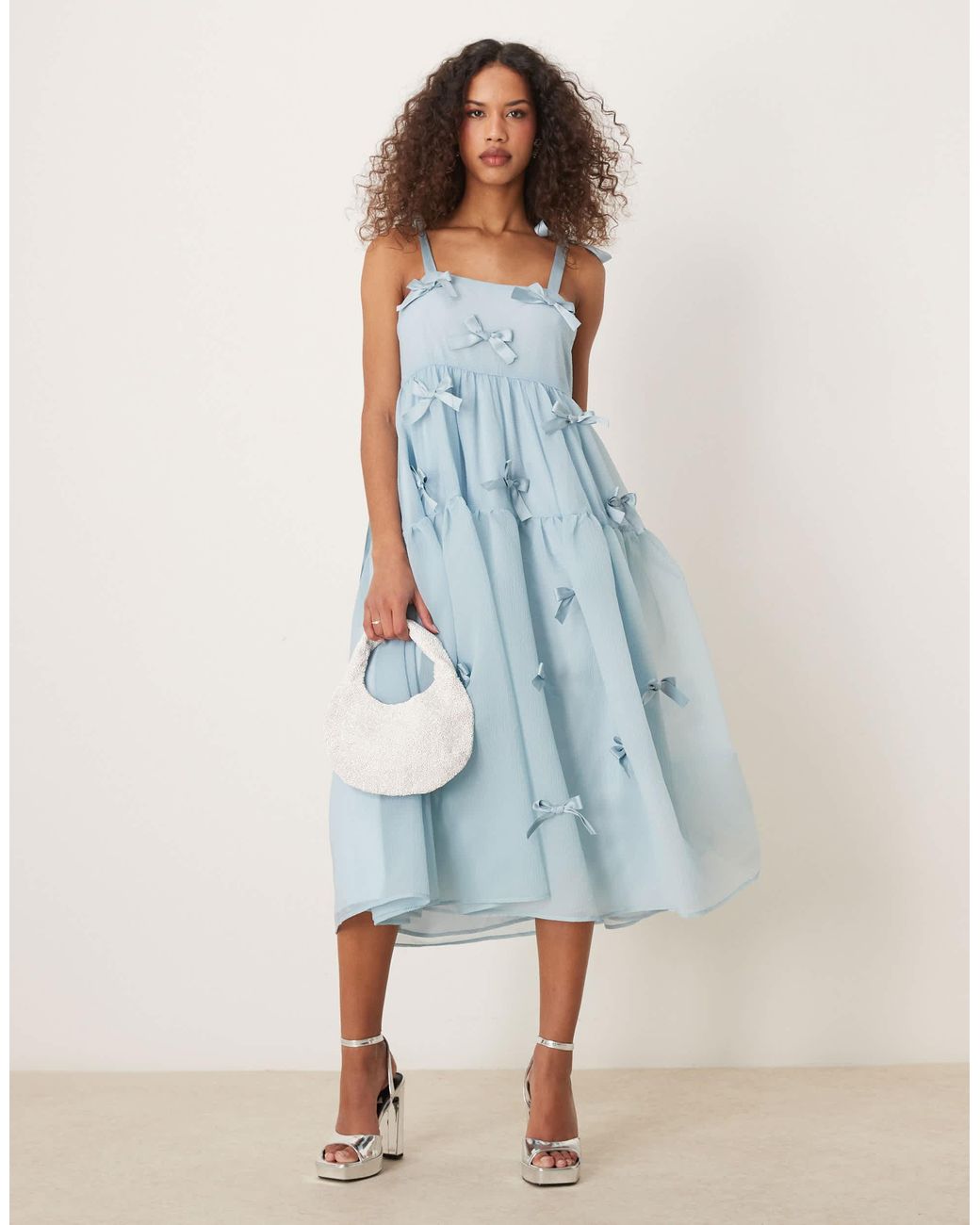 Sister Jane Bow Embellished Midi Dress in Blue | Lyst