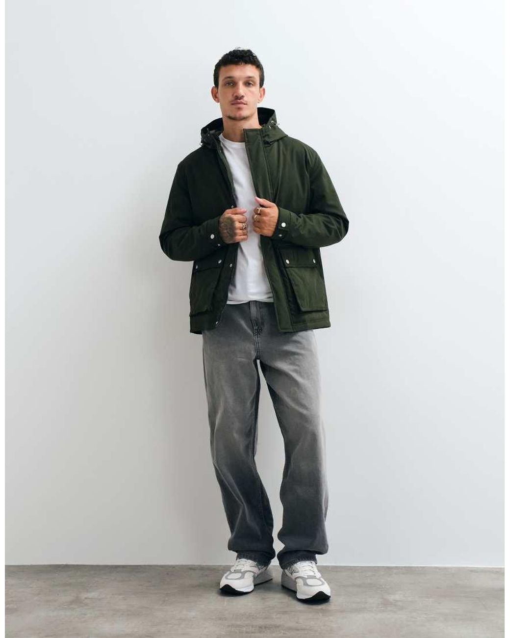 Jack & Jones Green Hooded Parka Jacket for men