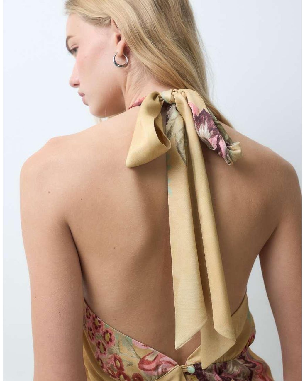 ASOS Natural Mandarin Wrap Neck Top