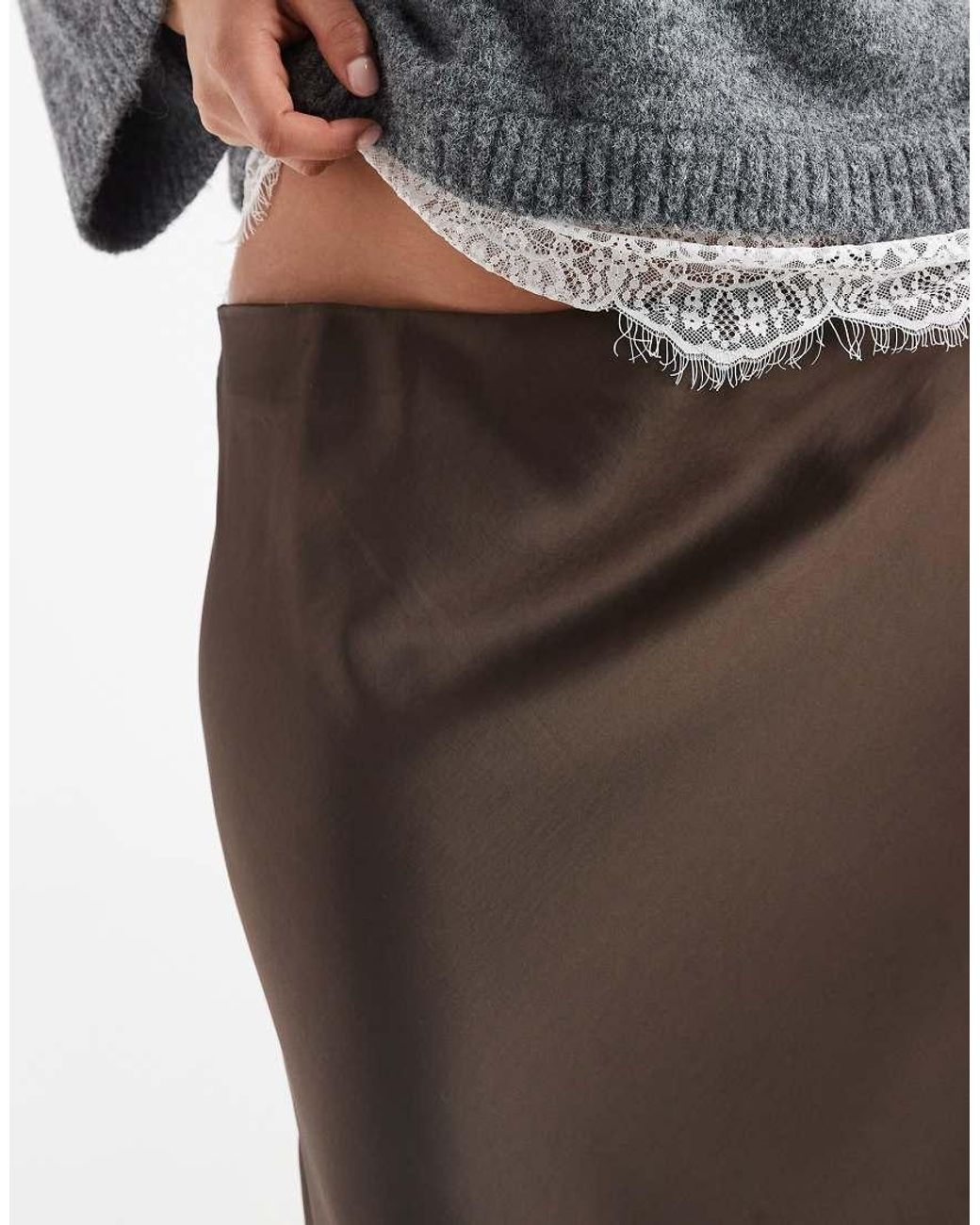 Vero Moda Gray Satin Maxi Skirt