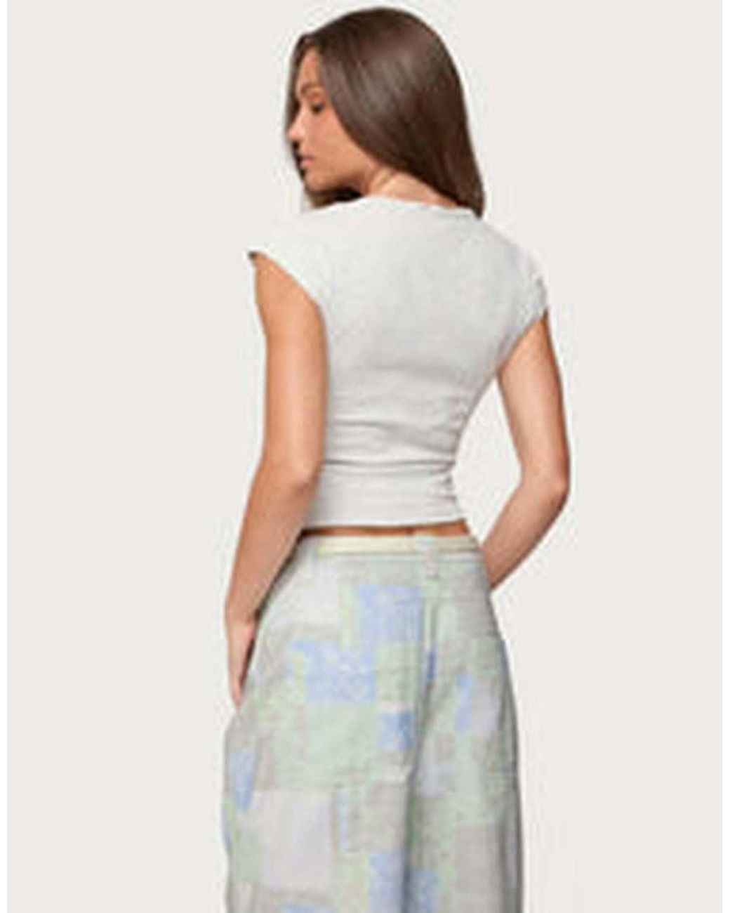 Edikted White Alza Button Up Top