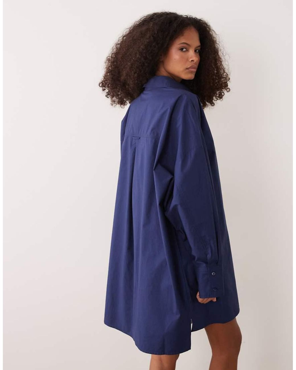 ASOS Blue Poplin Oversized Mini Shirt Dress Co-ord