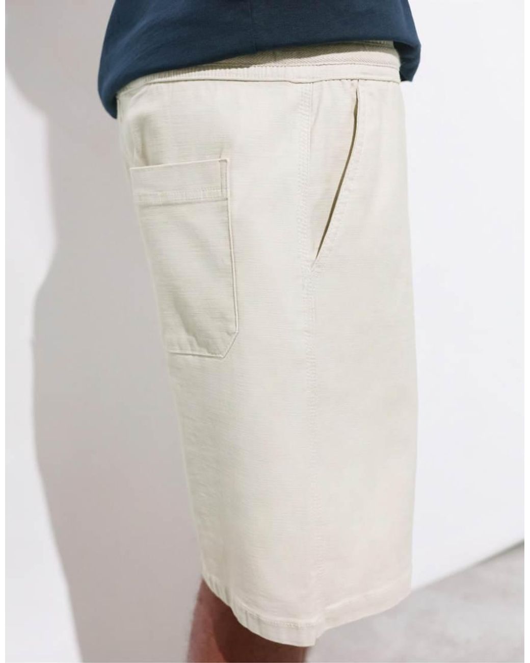 Pull&Bear Blue Bermuda Shorts With Elastic Waistband for men