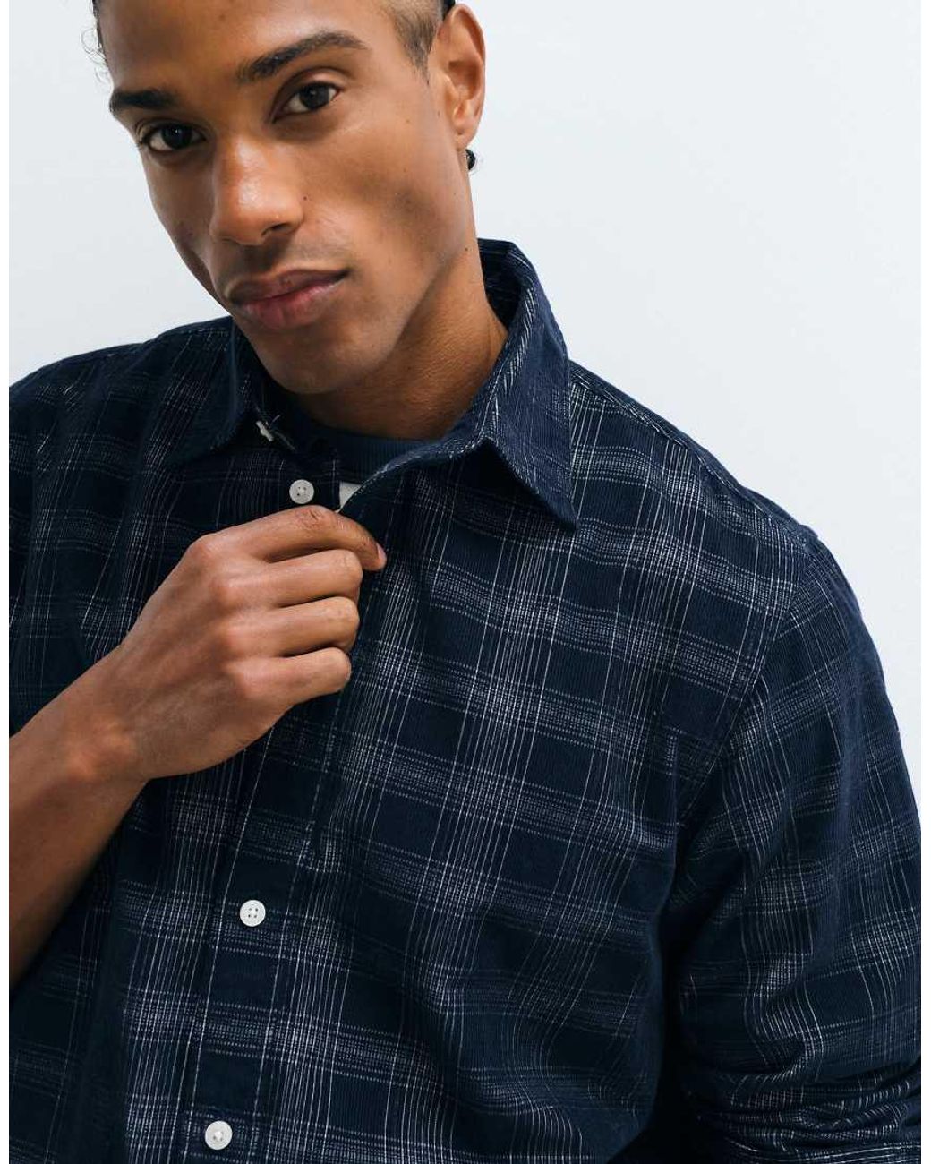 SELECTED Blue Regular Fit Corduroy Shirt for men