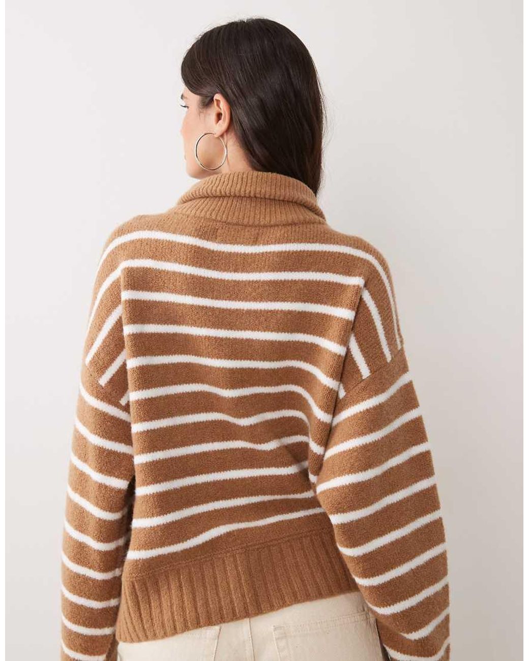 Abercrombie & Fitch Brown Wool Blend Knitted 1/4 Zip Jumper