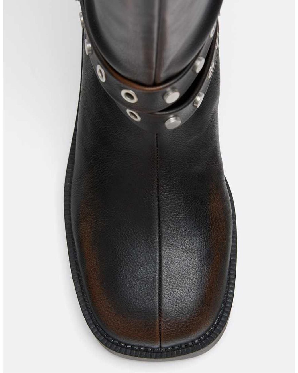 Stradivarius Black Flat Buckle Boots