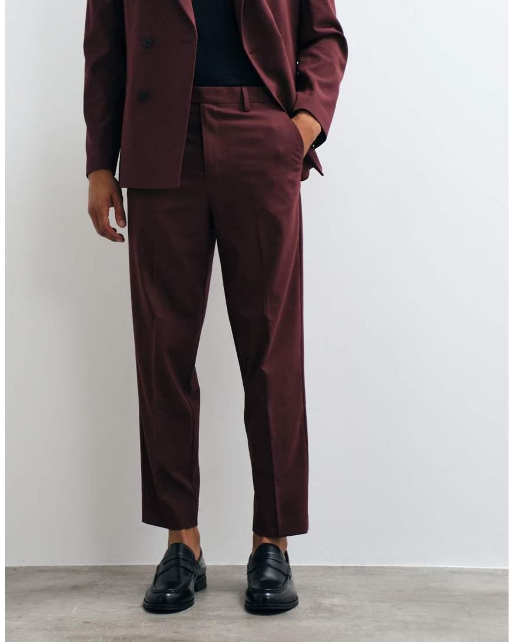 ASOS Red Relaxed Tape Fit Suit Trousers for men