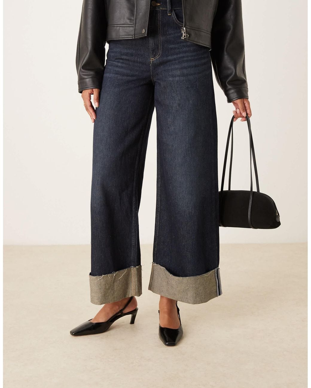 ASOS Black Shadow Chisel Toe Slingback Mid Heel Shoes