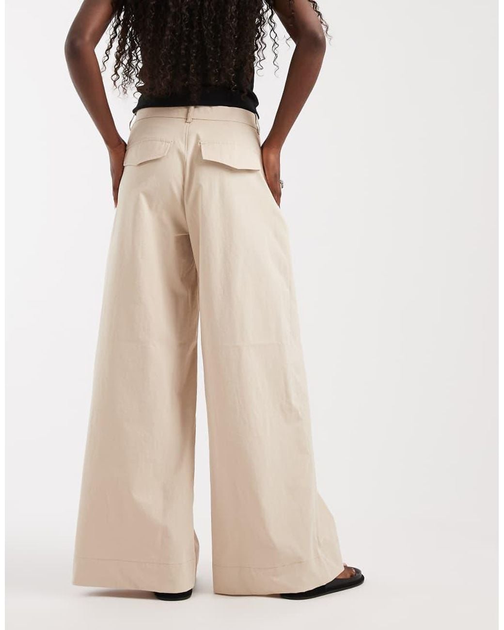 Vero Moda Natural Deep Pleat Detail Wide Leg Tailored Trouser