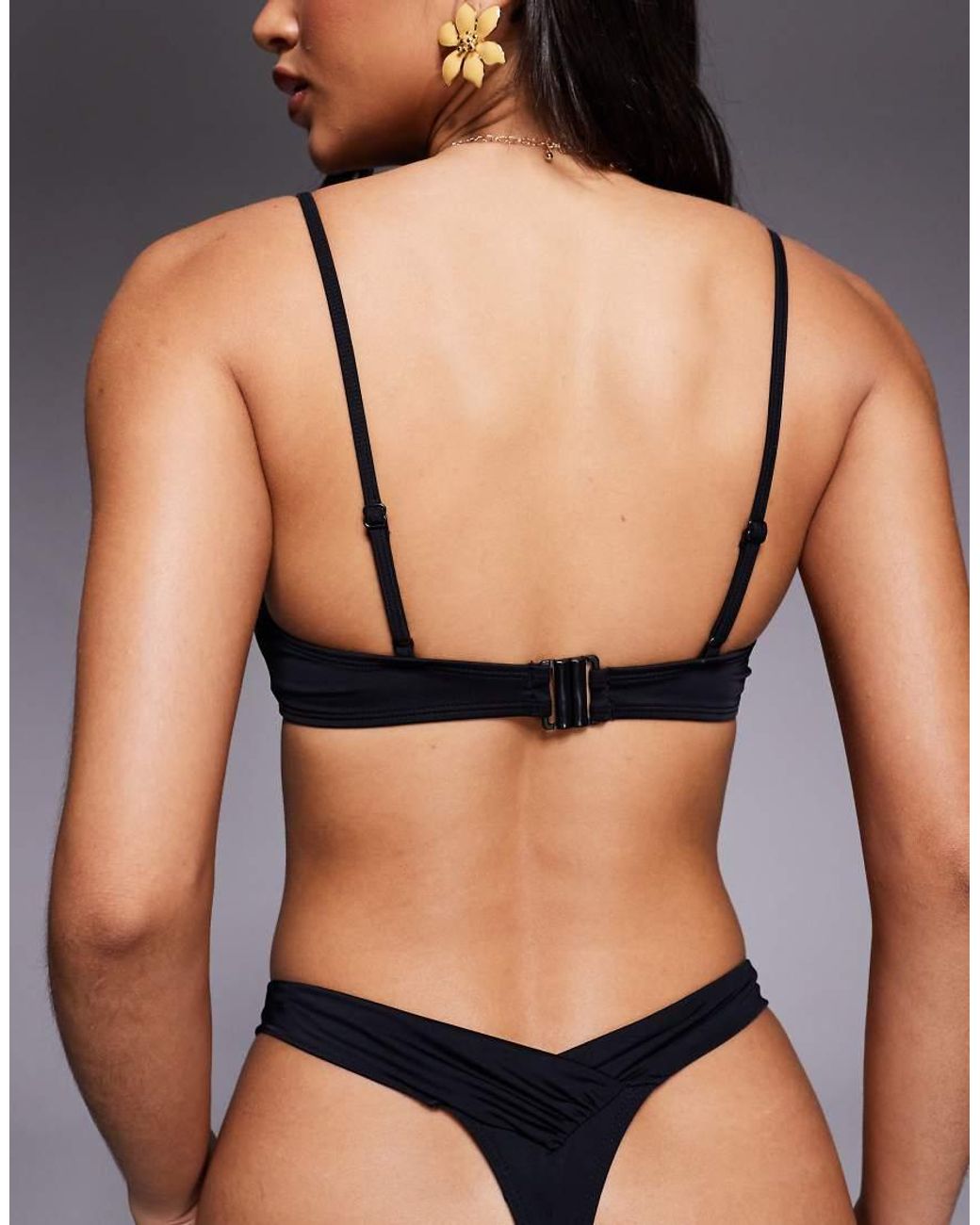 ASOS Gray Maya Negril V-front Thong Bikini Bottom