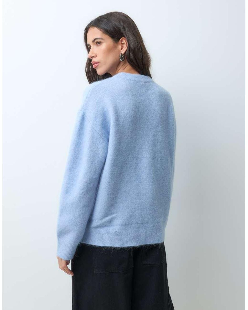 New Look Blue Crew Neck Fluffy Jumper
