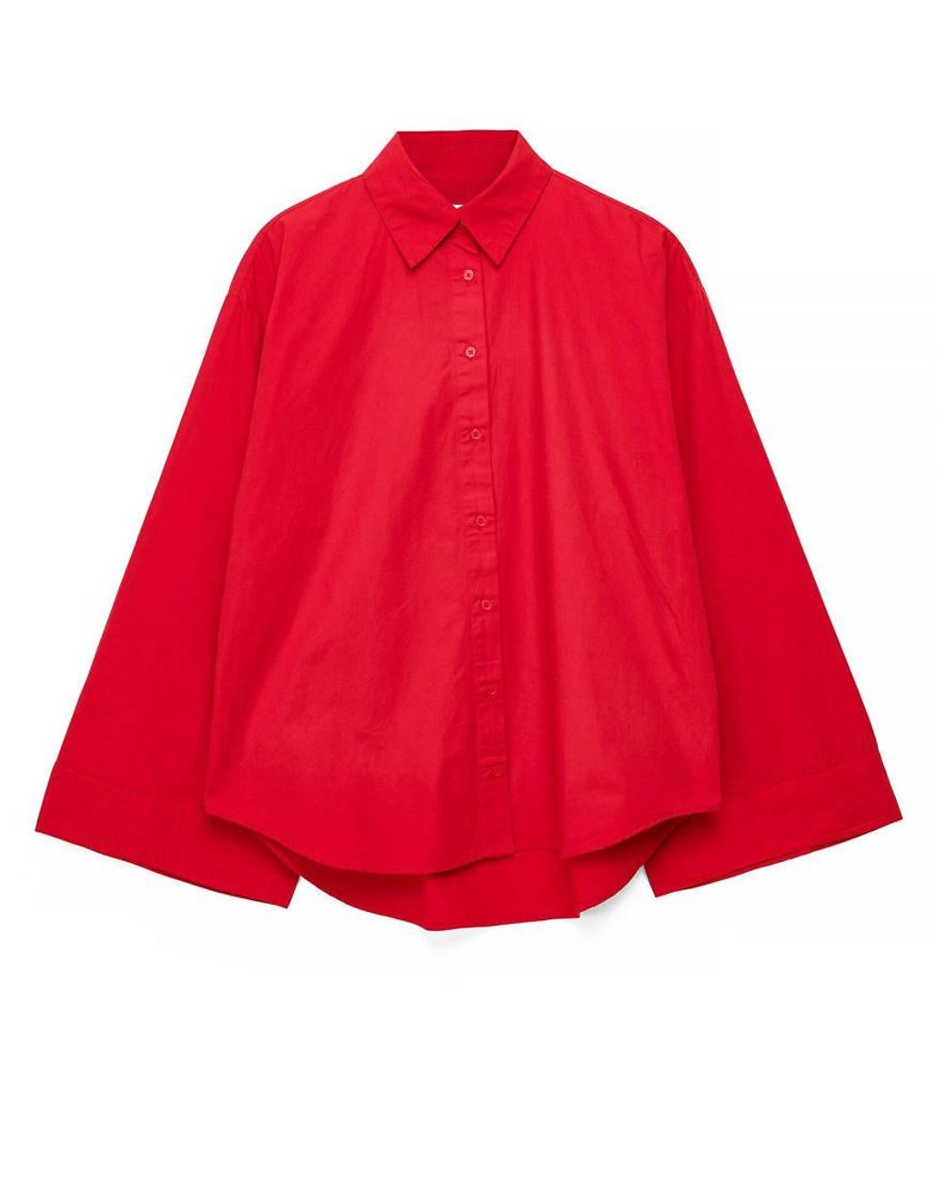 NA-KD Red Wide Sleeve Cotton Shirt