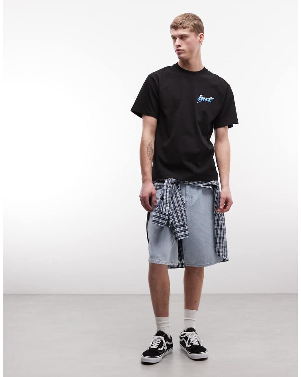 Huf Black Sector Logo T-shirt With Back Print for men