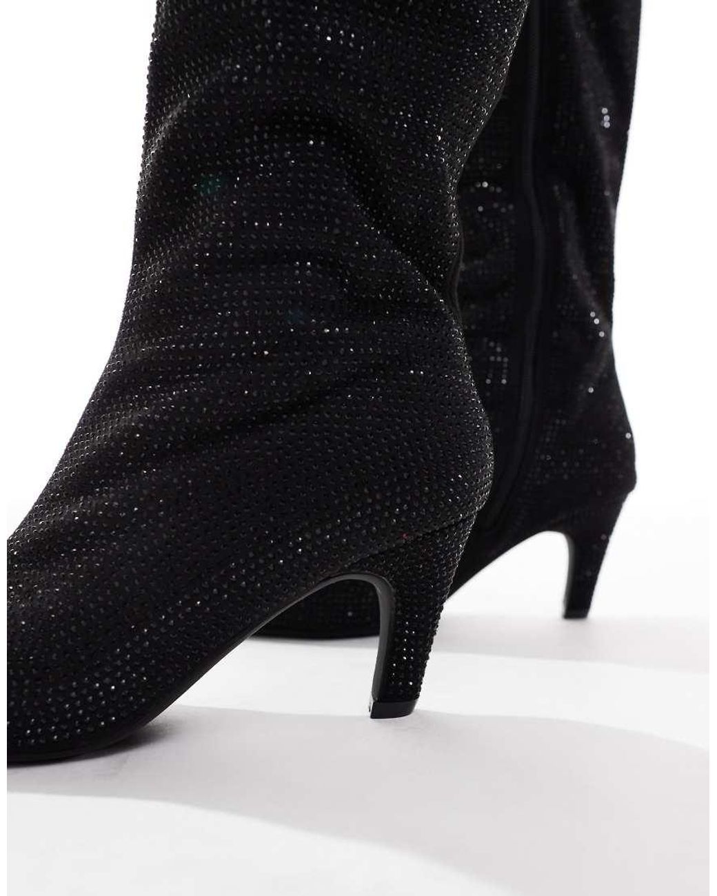 SEQWL Black Starburst Knee Boots