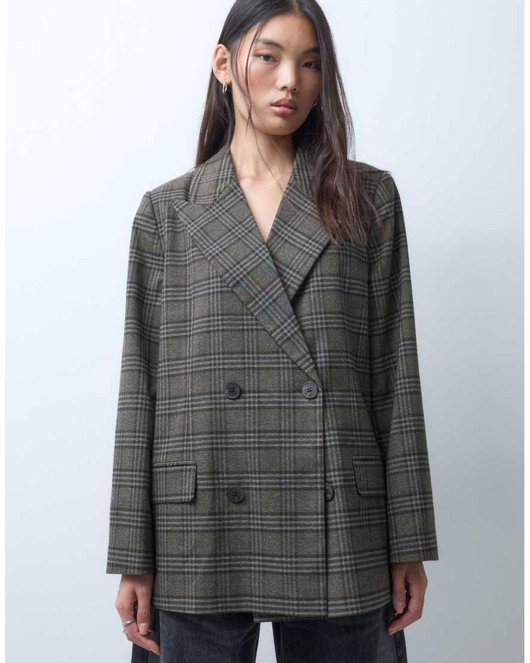 Collusion Gray Oversized Double Breasted Blazer