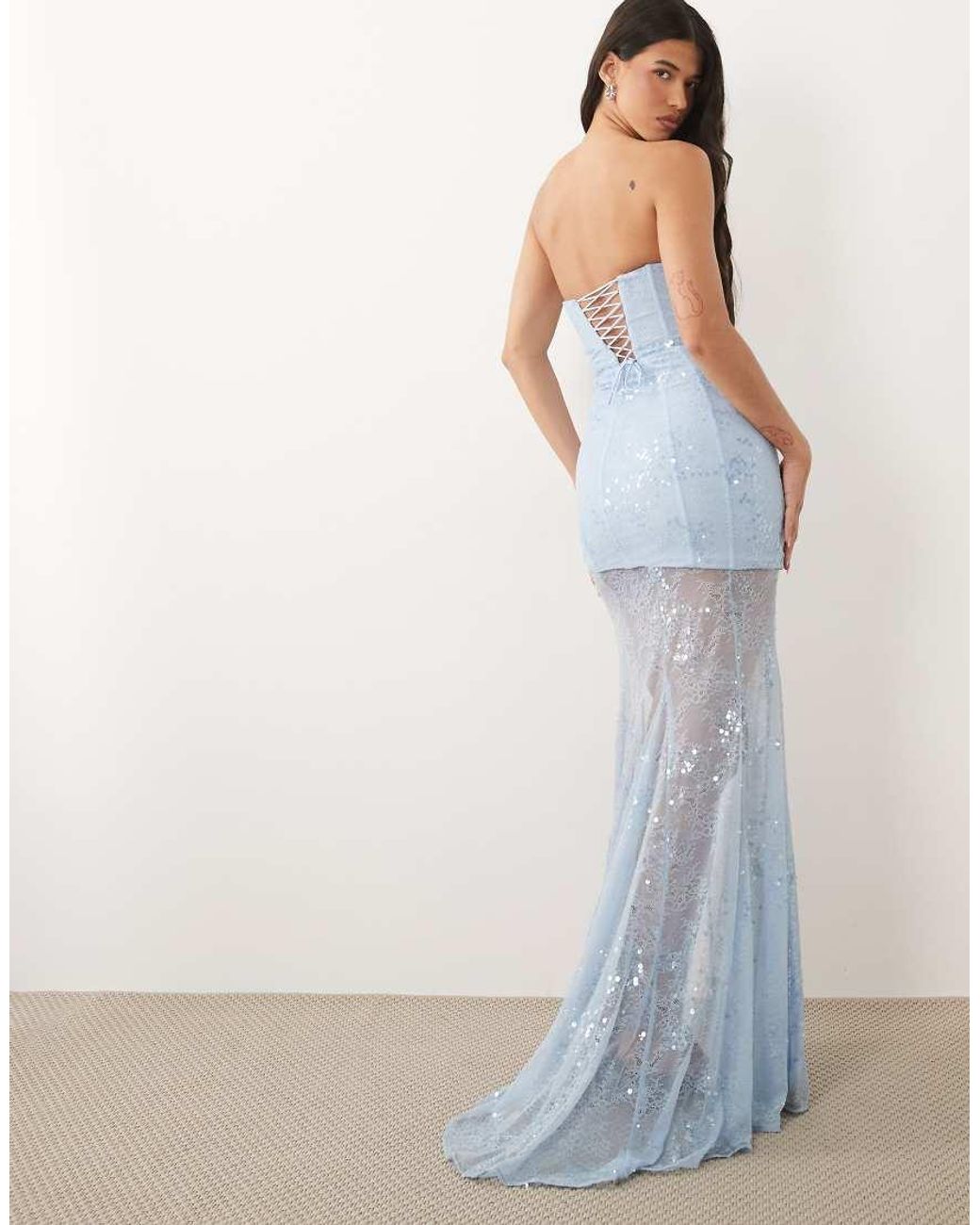 Oh Polly White Premium Embellished Lace Corset Gown