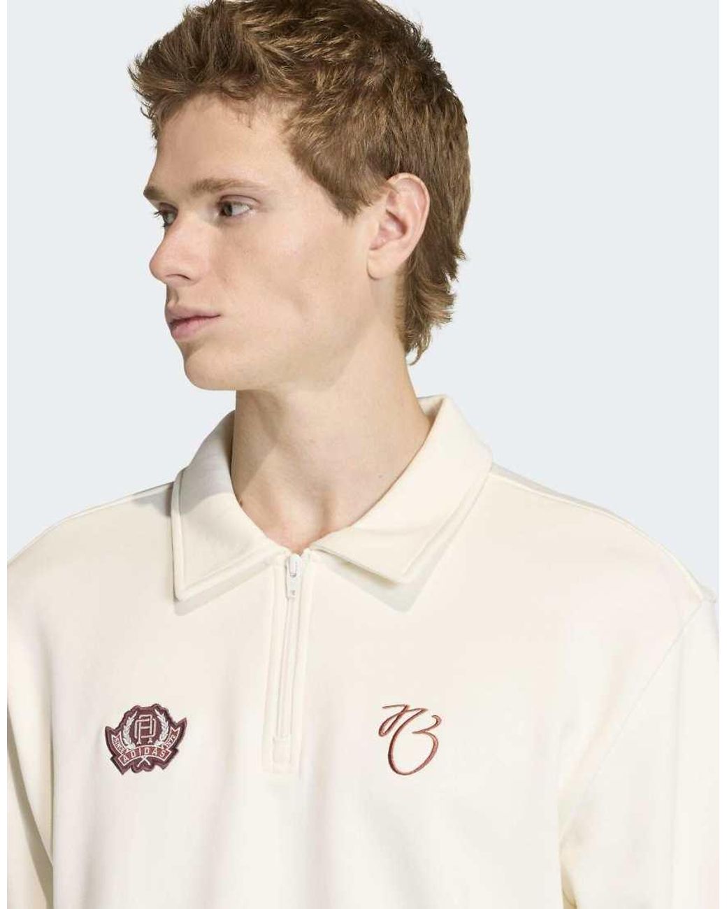 Adidas Originals White Jude Bellingham Loose Half Zip Sweater for men