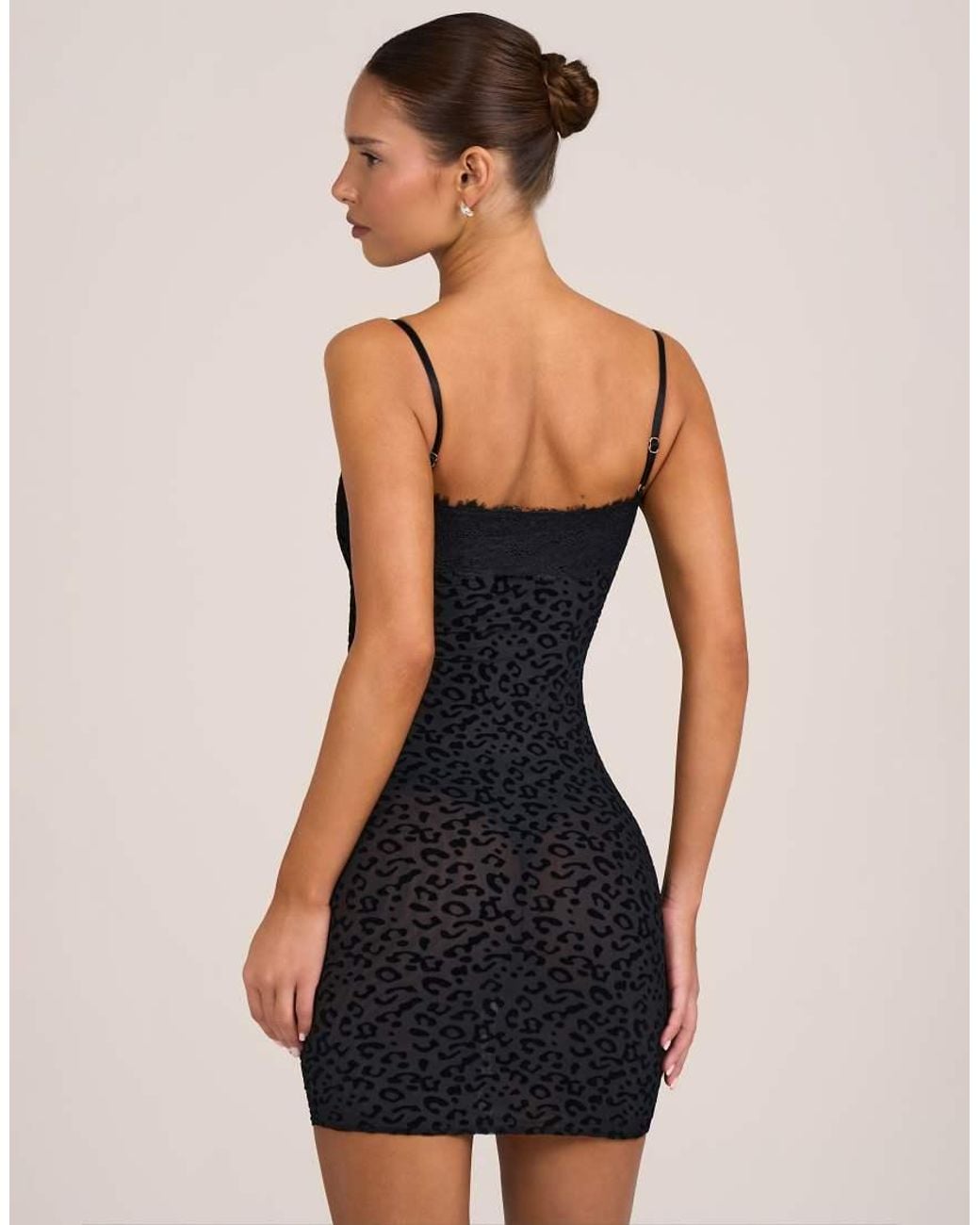 Oh Polly Black Lace Trim Cami Mini Dress