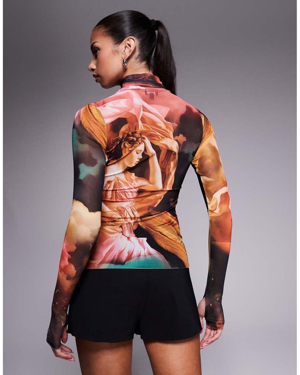 AFRM Gray Roll Neck Long Sleeve Top