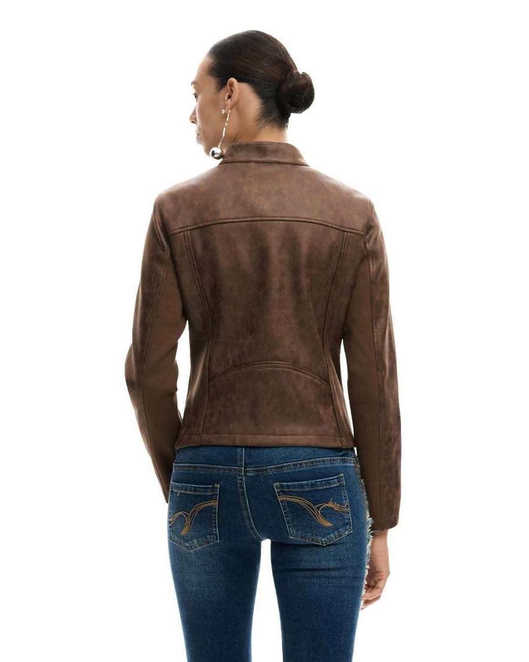Desigual Brown Jacket Faux Leather