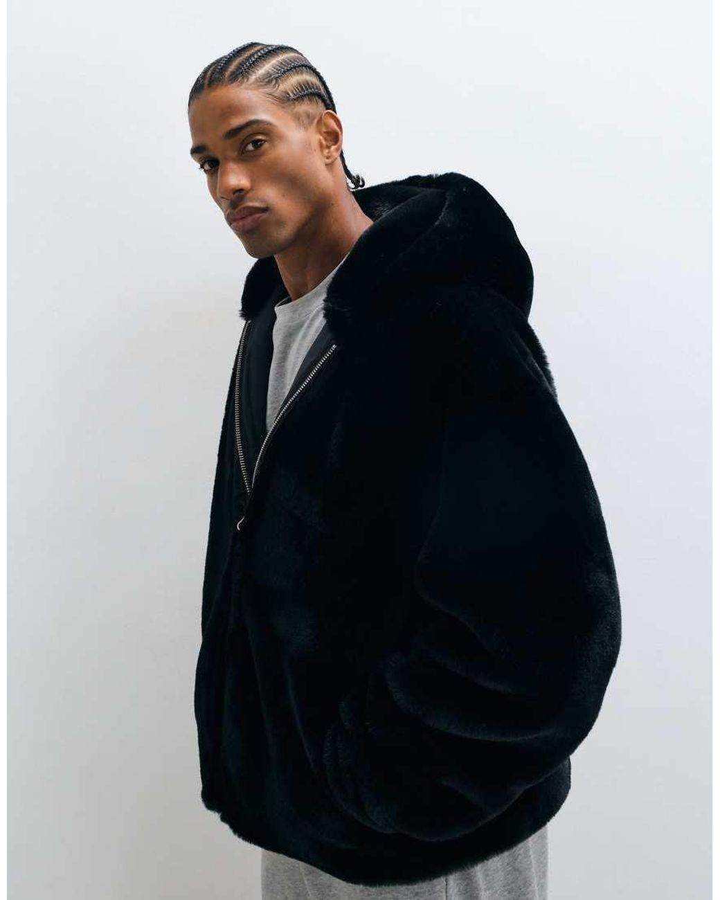 ASOS Blue Faux Fur Coat for men