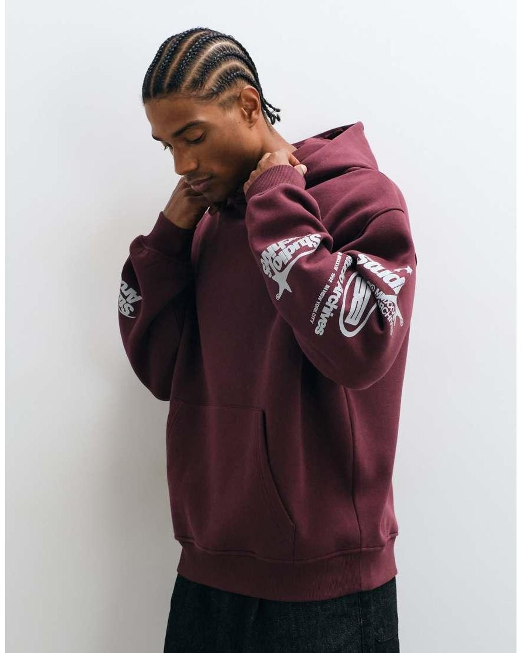 ASOS Red Oversized Hoodie With Print for men