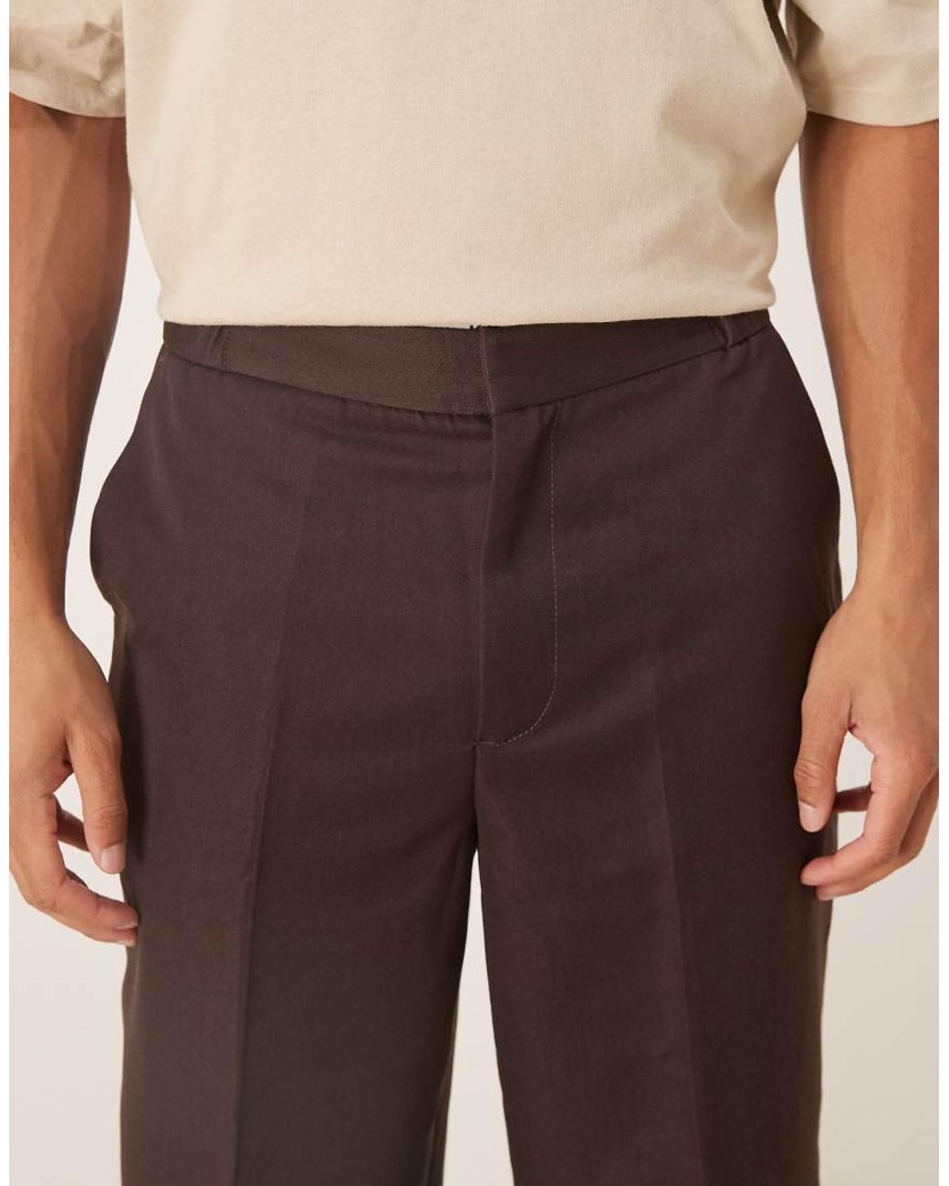 ASOS Brown Smart Tapered Trousers for men