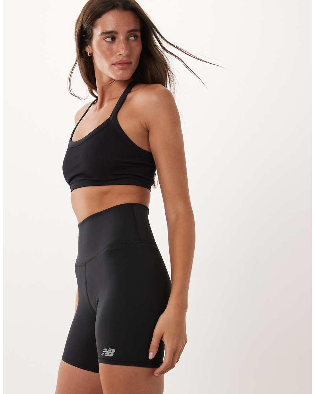 New Balance Black High Rise 6 Inch Legging Shorts