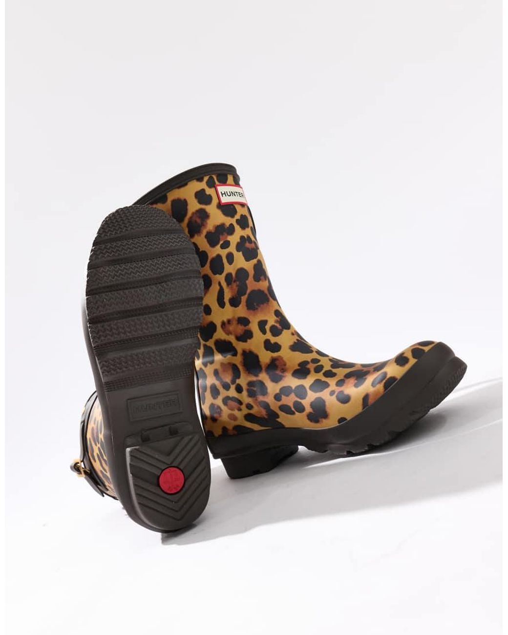 Hunter Brown Original Short Leopard Boot