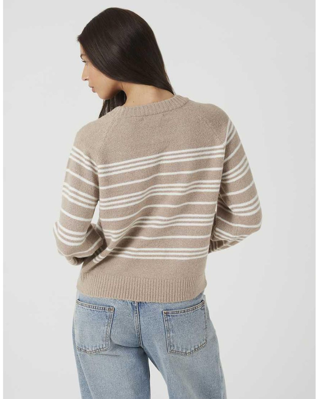 Brave Soul Natural Raglan Sleeve Stripe Jumper