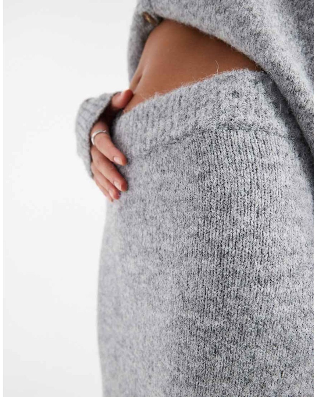 4th & Reckless White Wool Feel Knit Column Maxi Skirt Co-Ord