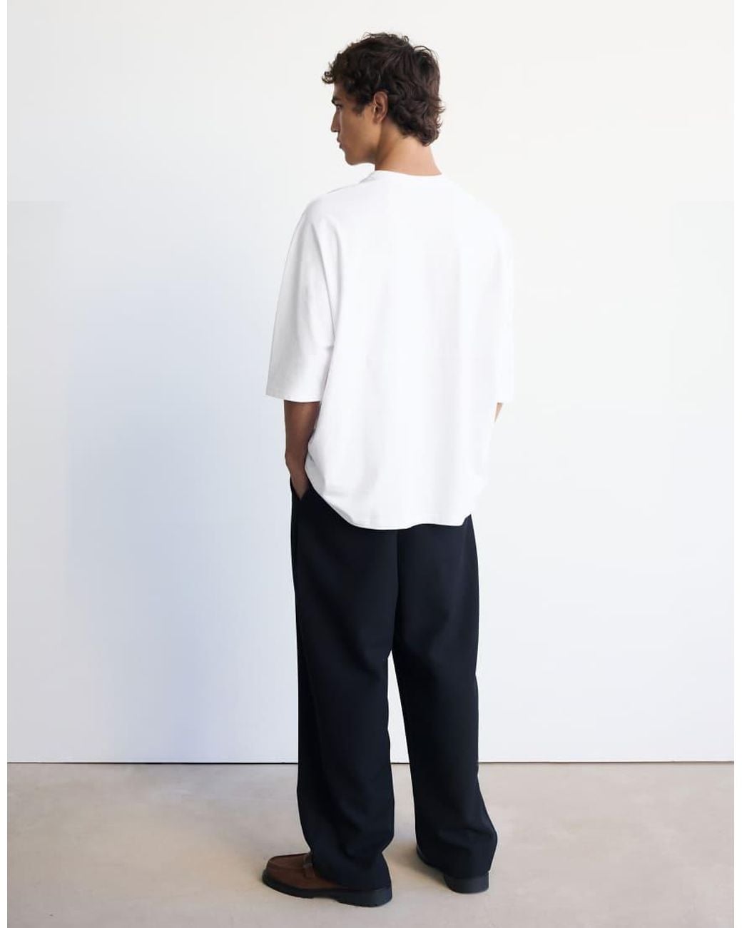 Pull&Bear White Boxy-fit Slogan T-shirt for men